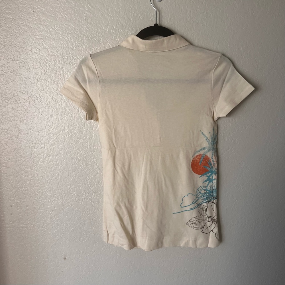 Old Navy Vintage Tee Shirt Beach Floral Print White Cream XS